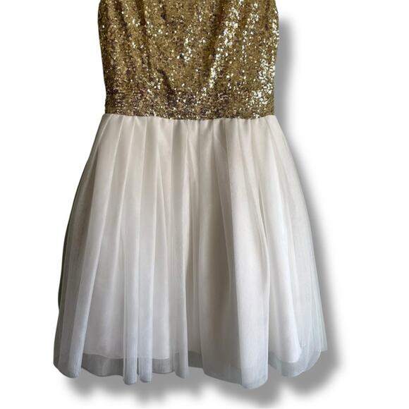 Windsor gold sequined tulle cocktail dress size 7 / 8 - Picture 4 of 11